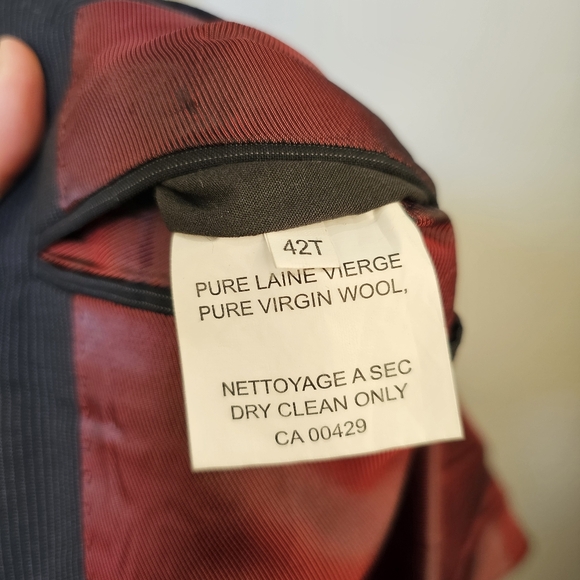 👍Keneth Cole Reaction black with stripe wool men's suit jacket 42T pants 36T - Picture 8 of 11